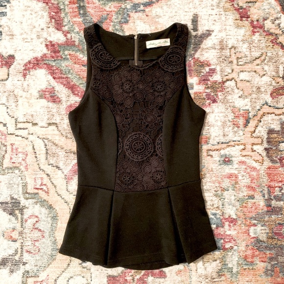 Black peplum top - Picture 1 of 3